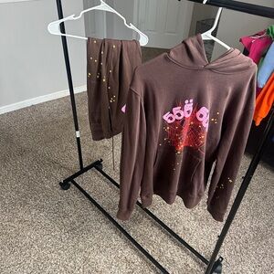 Brown Graphic Hoodie and Sweatpants Set